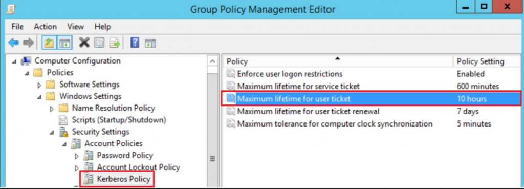 kerberos policy