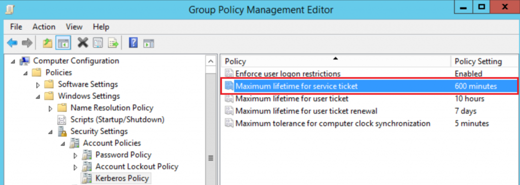 kerberos policy